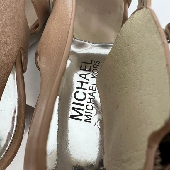 Michael Kors Tan Carla Ultra-High Peep Toe Platform Heels | Size 6.5 - Picture 8 of 11